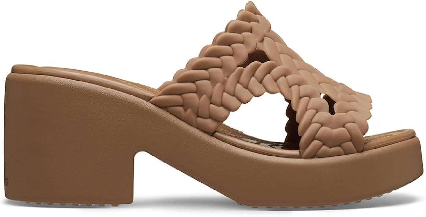 صندل Crocs Brooklyn Woven النسائي بكعب مريح - بني | مقاس 39-40 | مناسب لطول قدم 26 سم