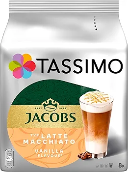 كبسولات لاتيه ماكياتو فانيلا – Tassimo Jacobs 🇩🇪 (باكج 8 تحضيرات)