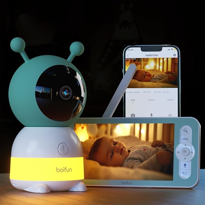 * جهاز مراقبة الأطفال BOIFUN Baby 6T بشاشة 5 بوصة وكاميرا 2K