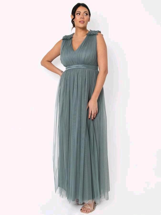 فستان سهرة ماكسي قياس 52 Misty Green من Maya Deluxe #011