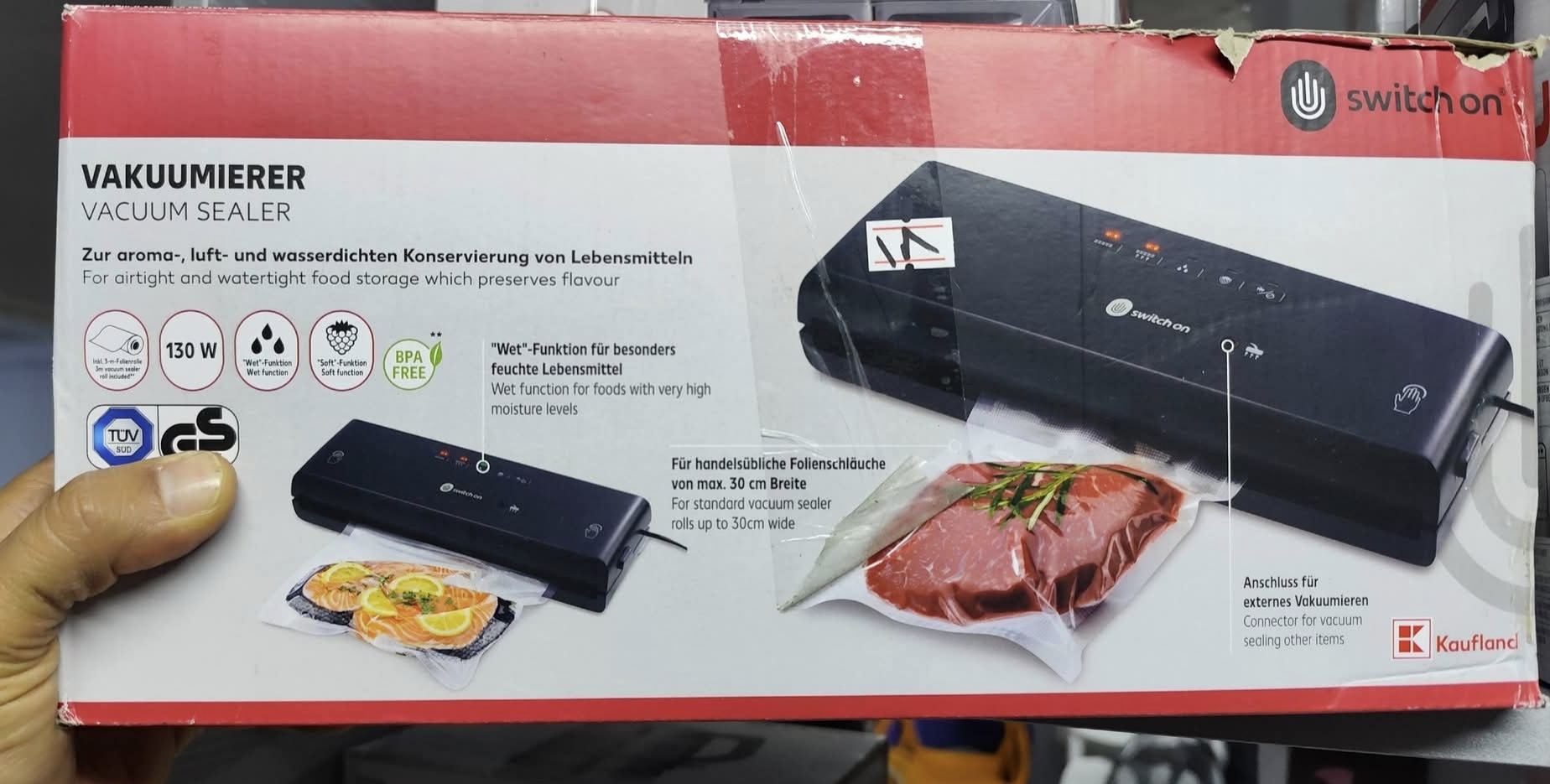 * جهاز تفريغ الهواء وحفظ الأطعمة Switch On Vacuum Sealer بقدرة 130 واط
