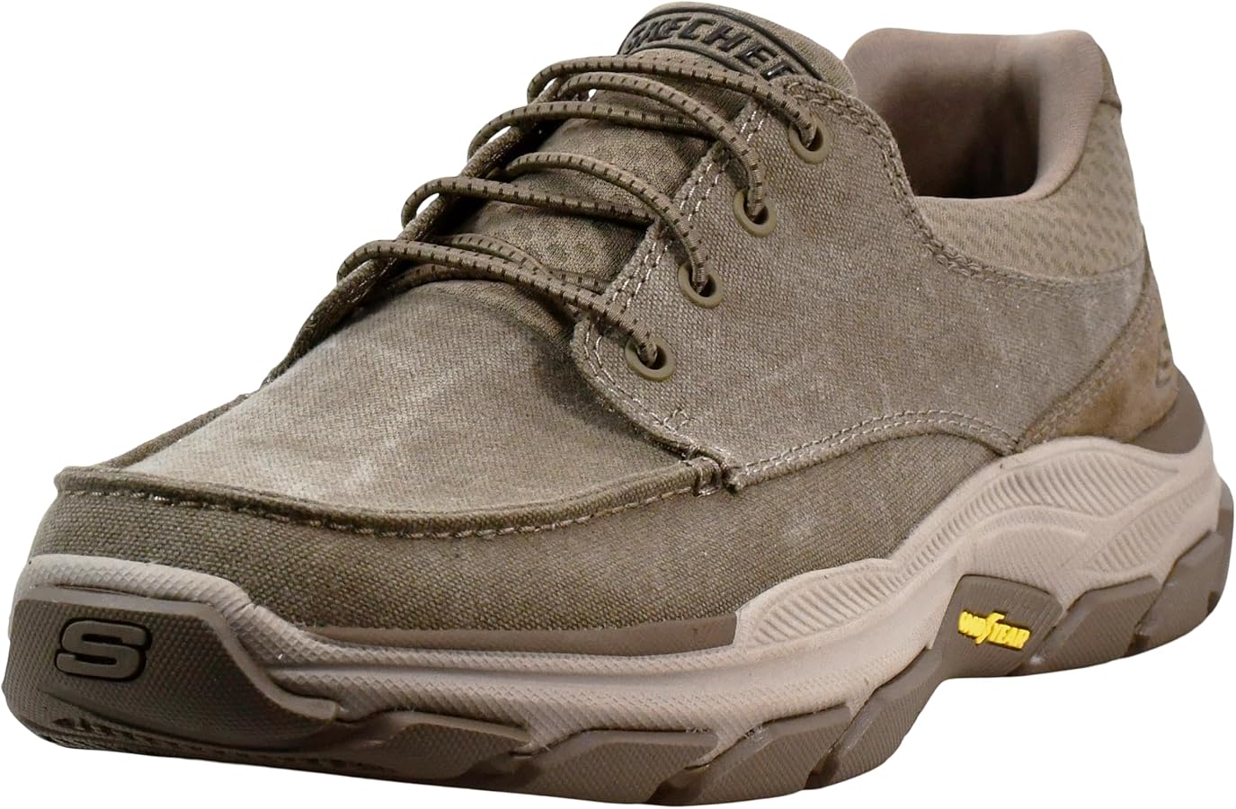 حذاء رجالي كاجوال سهل اللبس Skechers Loleto Moc Toe Bungee Lace Slip-On (Khaki) مقاس 45