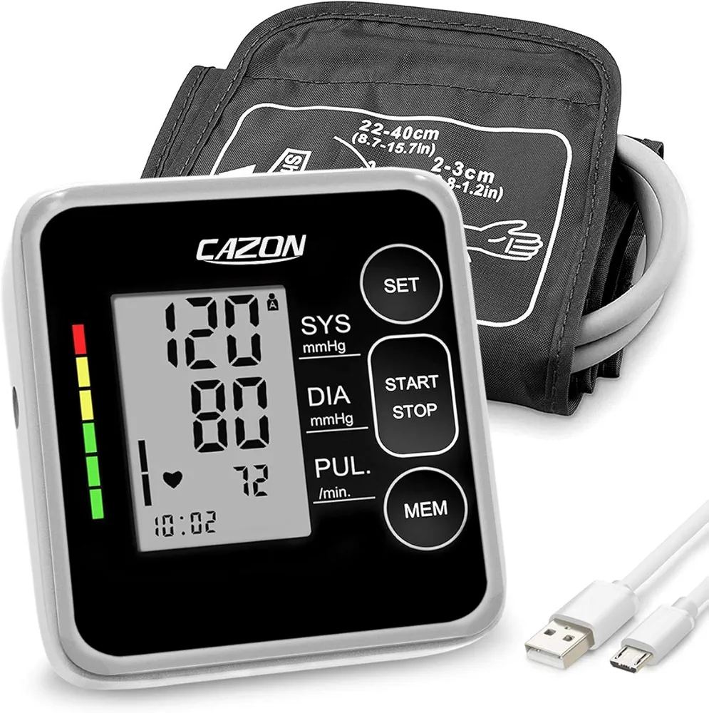 جهاز CAZON الرقمي لقياس ضغط الدم للذراع مع شاشة LCD كبيرة
