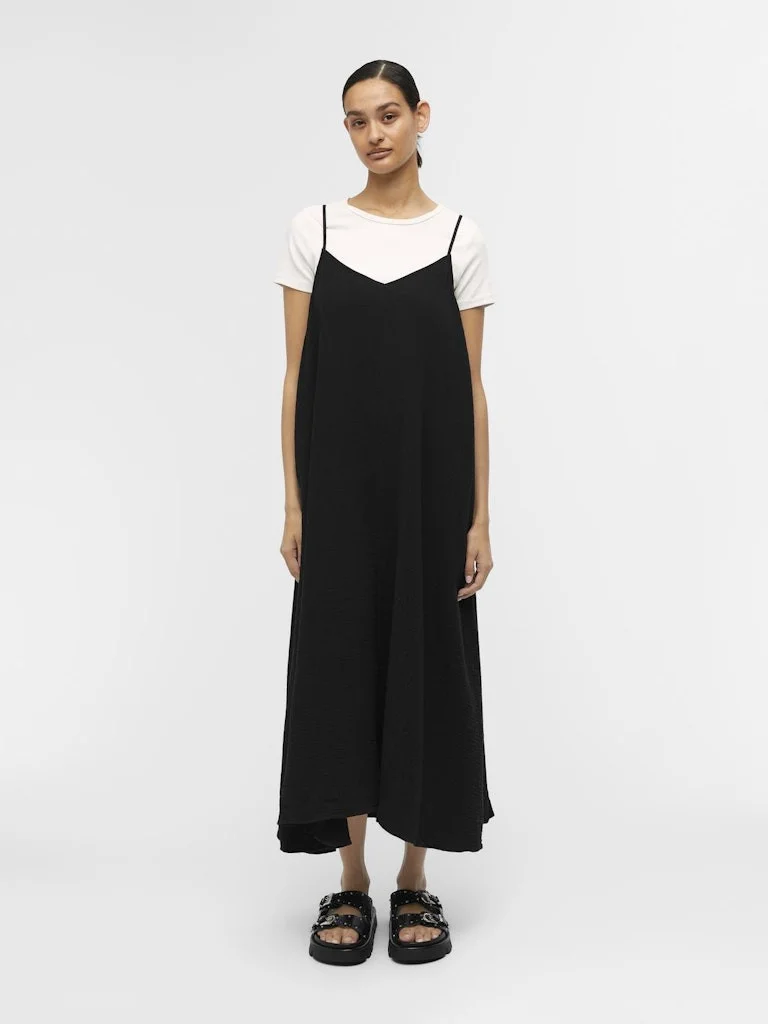 فستان Object كاجوال طويل بحمالات رفيعة – أسود – قياس 36