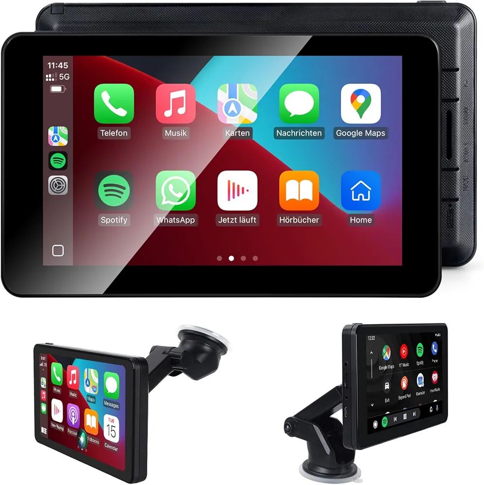 شاشة سيارة ذكية 7 بوصة مع CarPlay وAndroid Auto لاسلكي