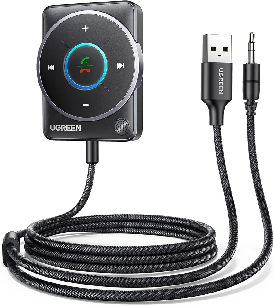 محوّل بلوتوث AUX للسيارة UGREEN 5.4 – أسود (3.5mm + USB)