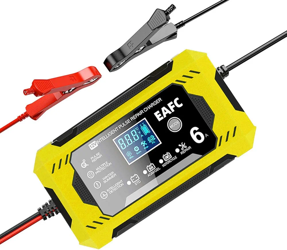 شاحن بطارية ذكي 12V 6A مع نظام شحن وصيانة احترافي