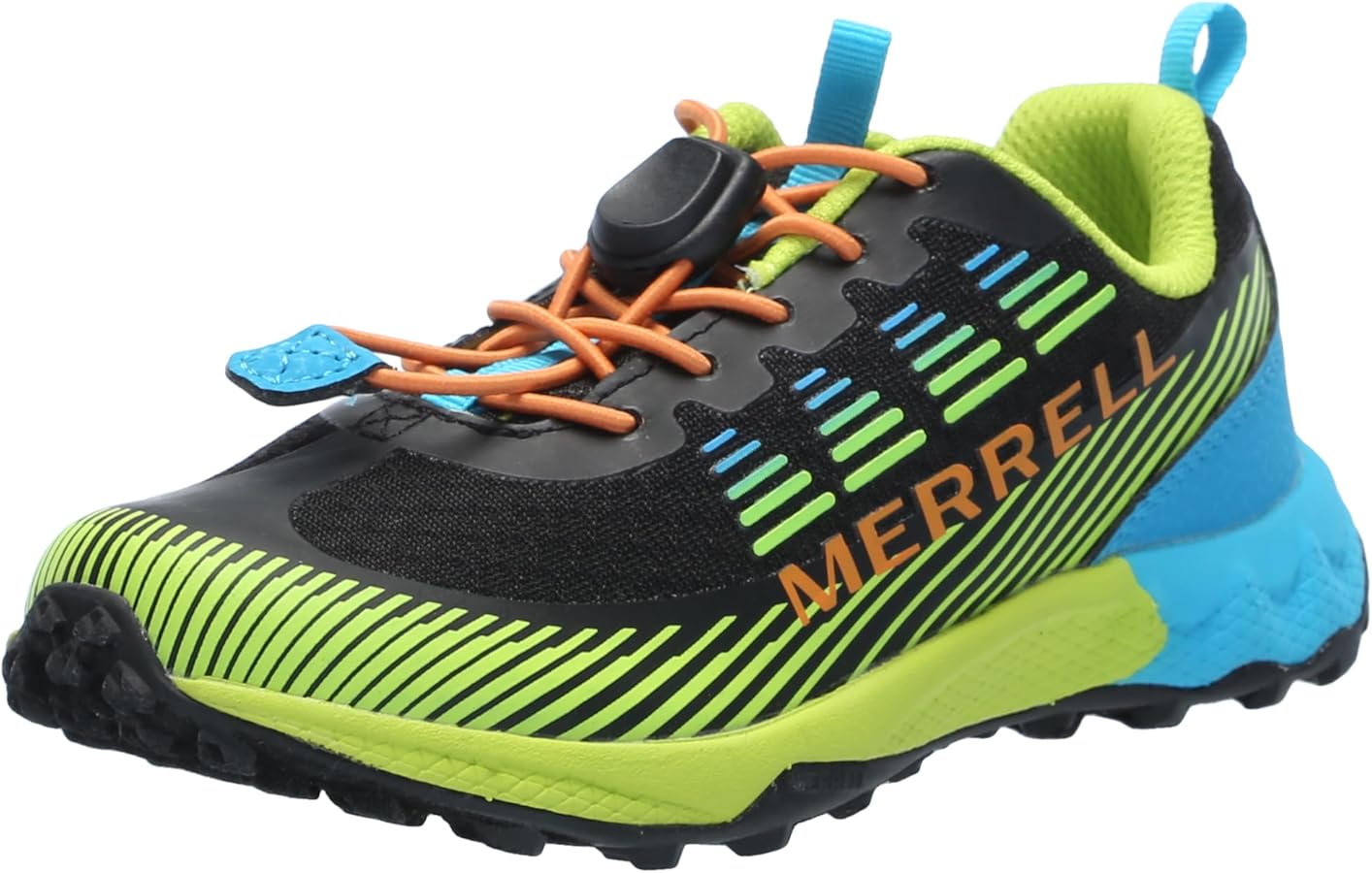 حذاء أطفال مشي/هايكنك Merrell Agility Peak – قياس 29 (Black Citron Cyan Orange)