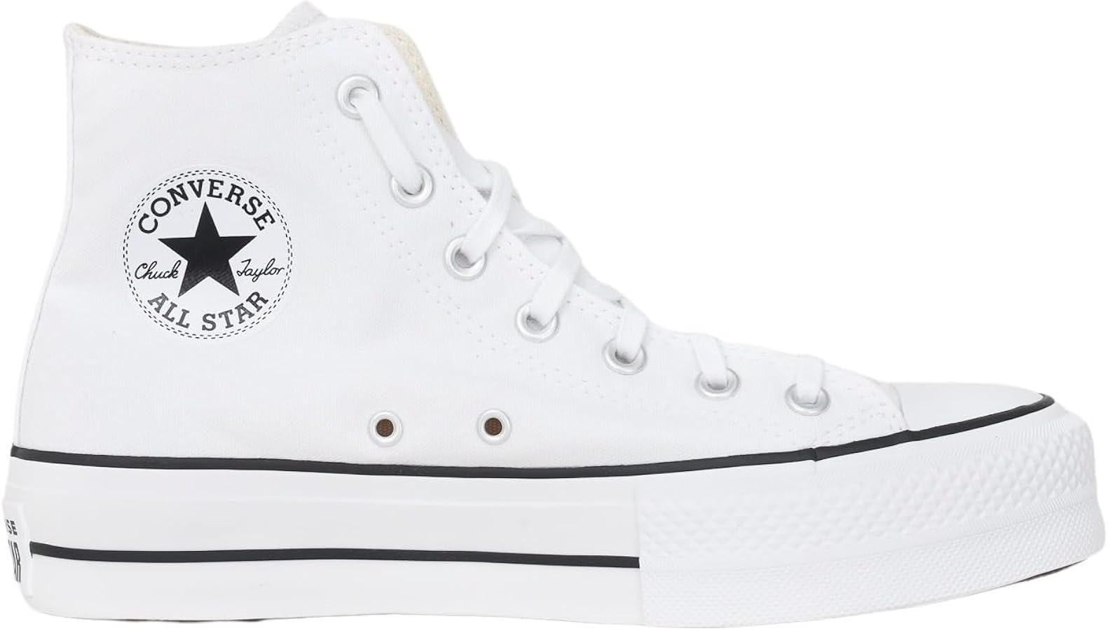 حذاء سنيكرز نسائي كونفرس CTAS Lift Hi أبيض بسطح مرتفع مقاس 36 (طول القدم 22.5 سم)