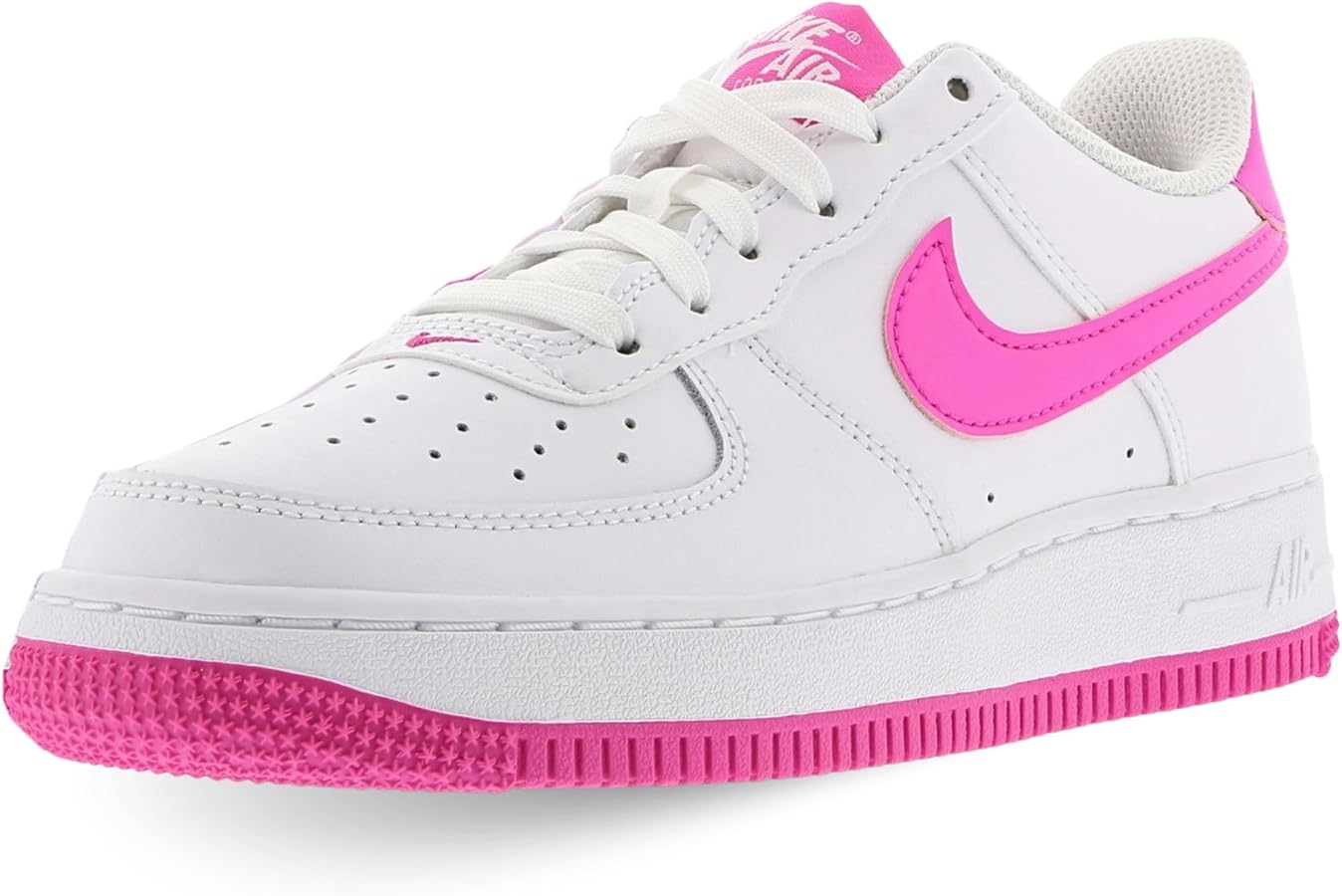 حذاء نايك أطفال Air Force 1 GS لون أبيض/وردي White Laser Fuchsia مقاس 39 (طول القدم 24.5 سم)