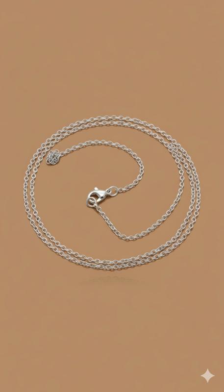  Rolo Chain سلسلة فضية بسيطة وناعمة بتصميم