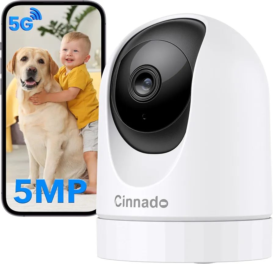 كاميرا مراقبة داخلية ذكية Cinnado D1 بدقة 5MP مع دوران 360° ودعم WiFi مزدوج