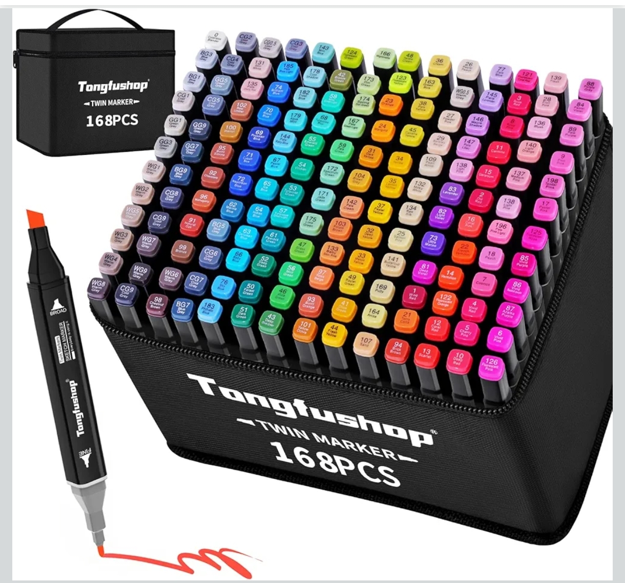 🎨 مجموعة أقلام تلوين احترافية مزدوجة الرأس – Tongfushop 168 لون