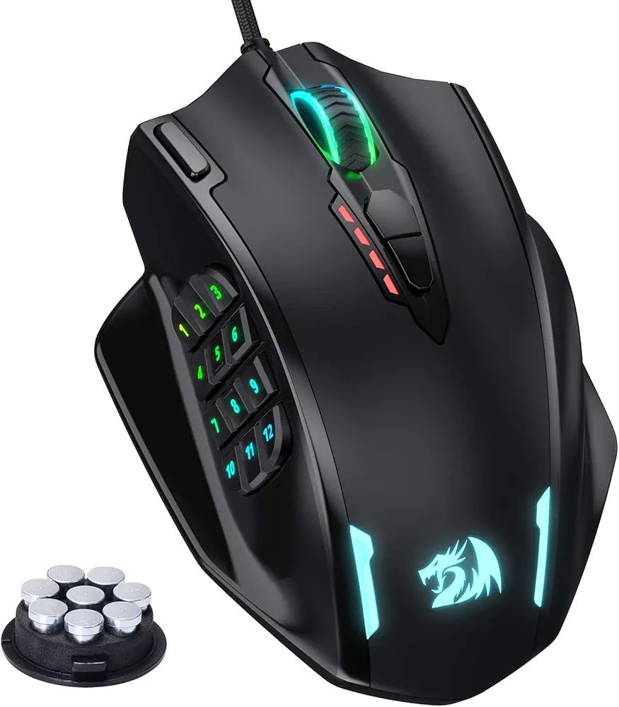 ماوس الألعاب Redragon M908 IMPACT RGB – سلكي مع 18 زرًا قابلاً للبرمجة وDPI حتى 12400