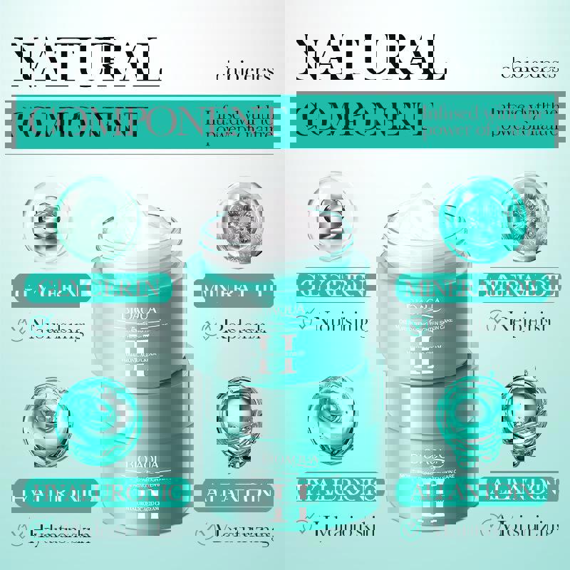 كريم مرطب ومجدد للبشرة من BIOAOUA، كريم مرطب لإصلاح البشرة بحمض الهيالورونيك