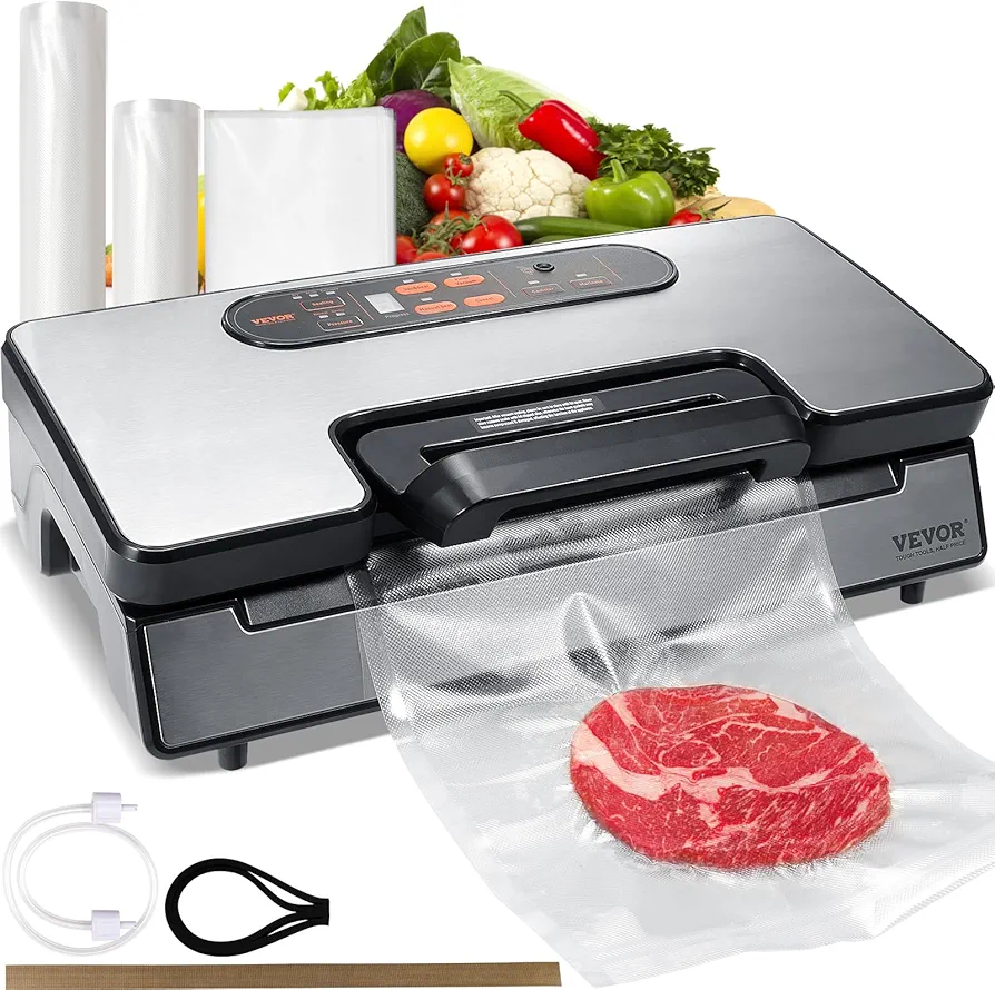 ماكينة تفريغ هواء وتلـحيم أكياس (Vacuum Sealer) ستانلس – قوة شفط 90KPa