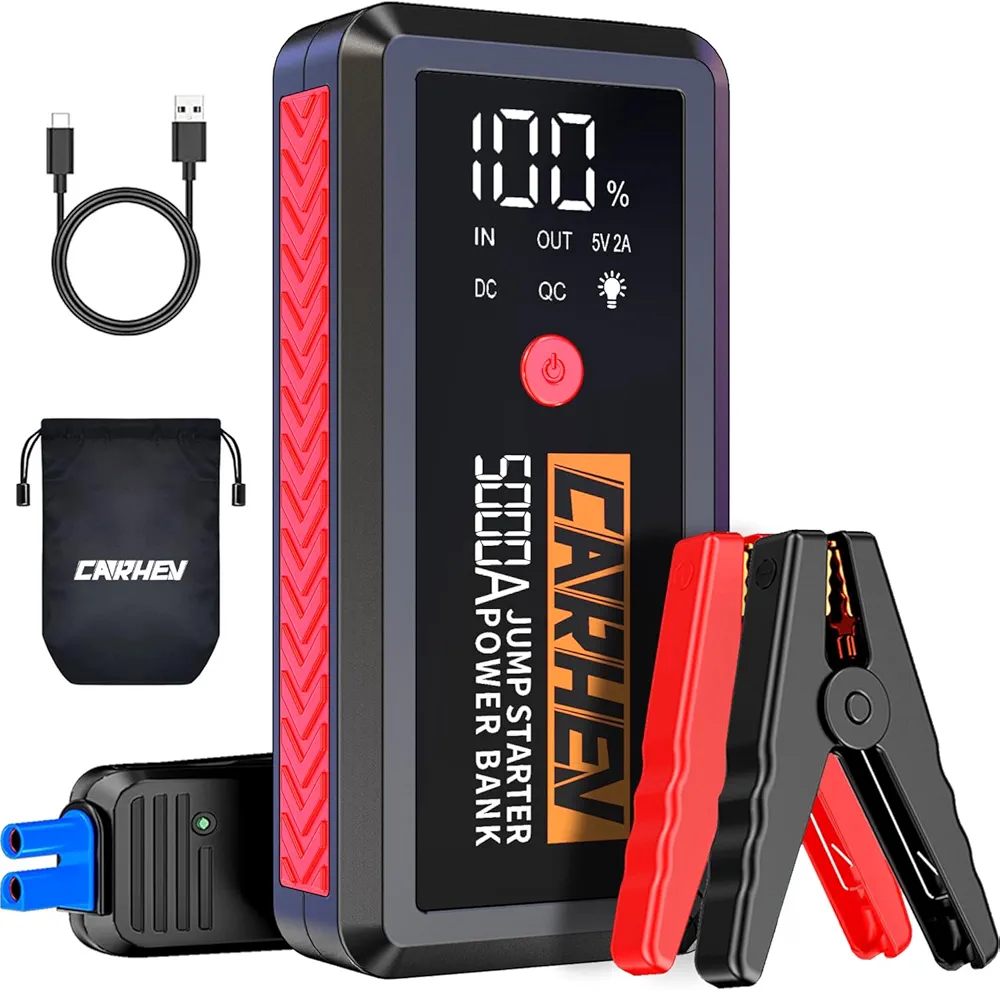 مشغل بطارية سيارة CARHEV 5000A Jump Starter Power Bank 12V