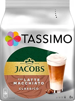 كبسولات لاتيه ماكياتو كلاسيكو – Tassimo Jacobs 🇩🇪 (باكج 8 تحضيرات)