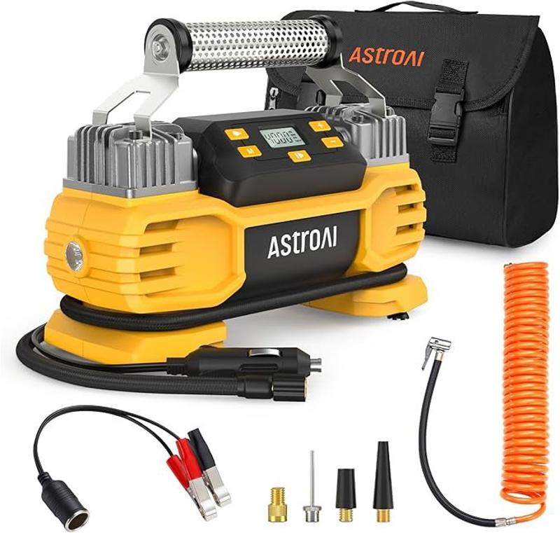 كمبروسر هواء سيارات AstroAI 12V Tyre Inflator 160PSI Dual Cylinder مع شاشة رقمية ومضخة