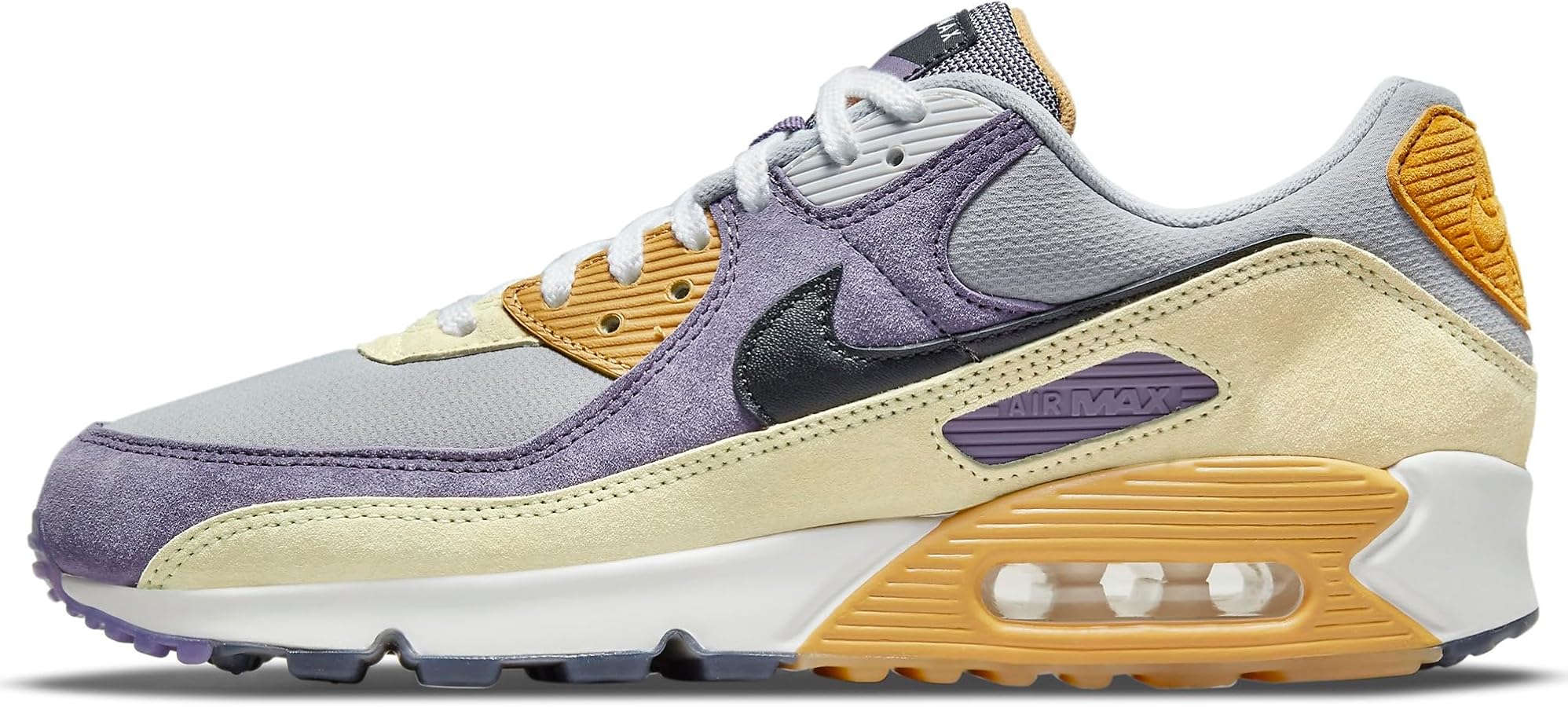 حذاء رياضي من Nike Air Max 90 ألوان بنفسجي وأسود ورمادي – مقاس 36 (طول القدم 23 سم)