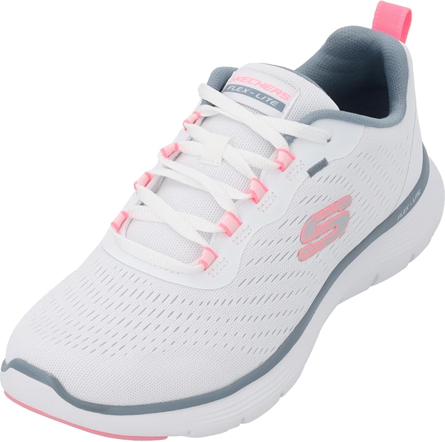 حذاء رياضي نسائي Skechers Flex Appeal 5.0 شبك – أبيض/وردي/أزرق فاتح – قياس 36 (طول القدم 23 سم)