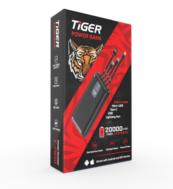 Tiger Power Bank 20,000mAh Model T-PB20 بوربانك